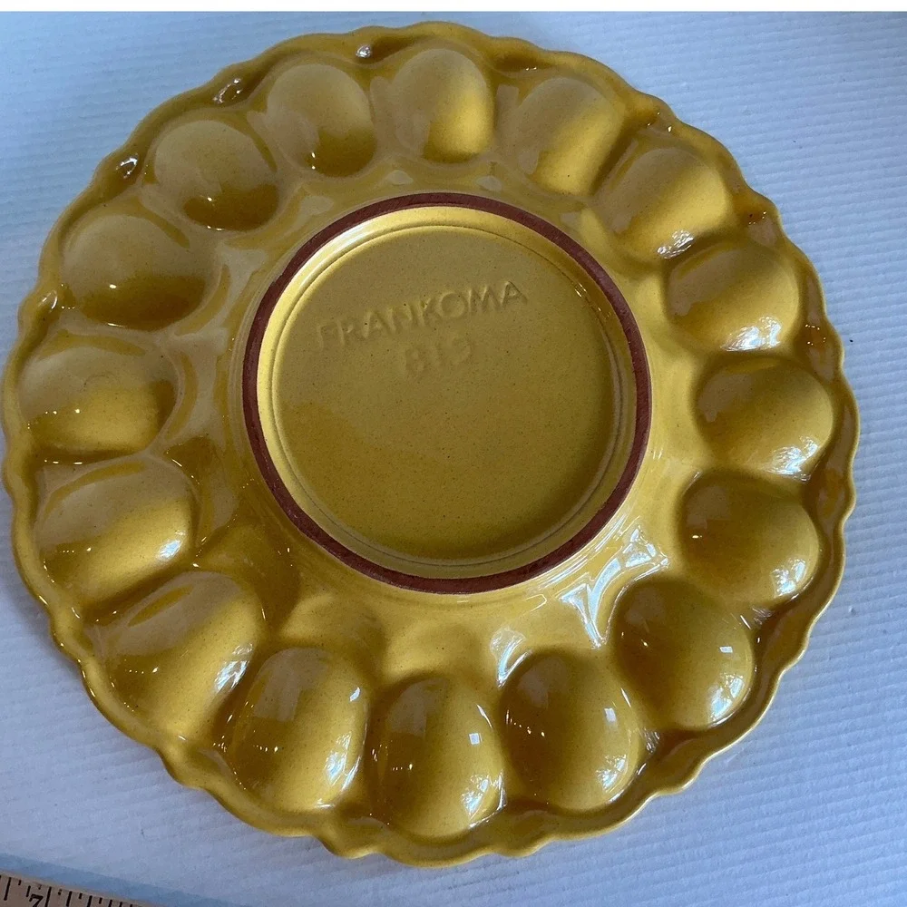 Frankoma‎ Vintage Deviled Egg Platter 819 Mustard Yellow Ceramic Server 11.5in